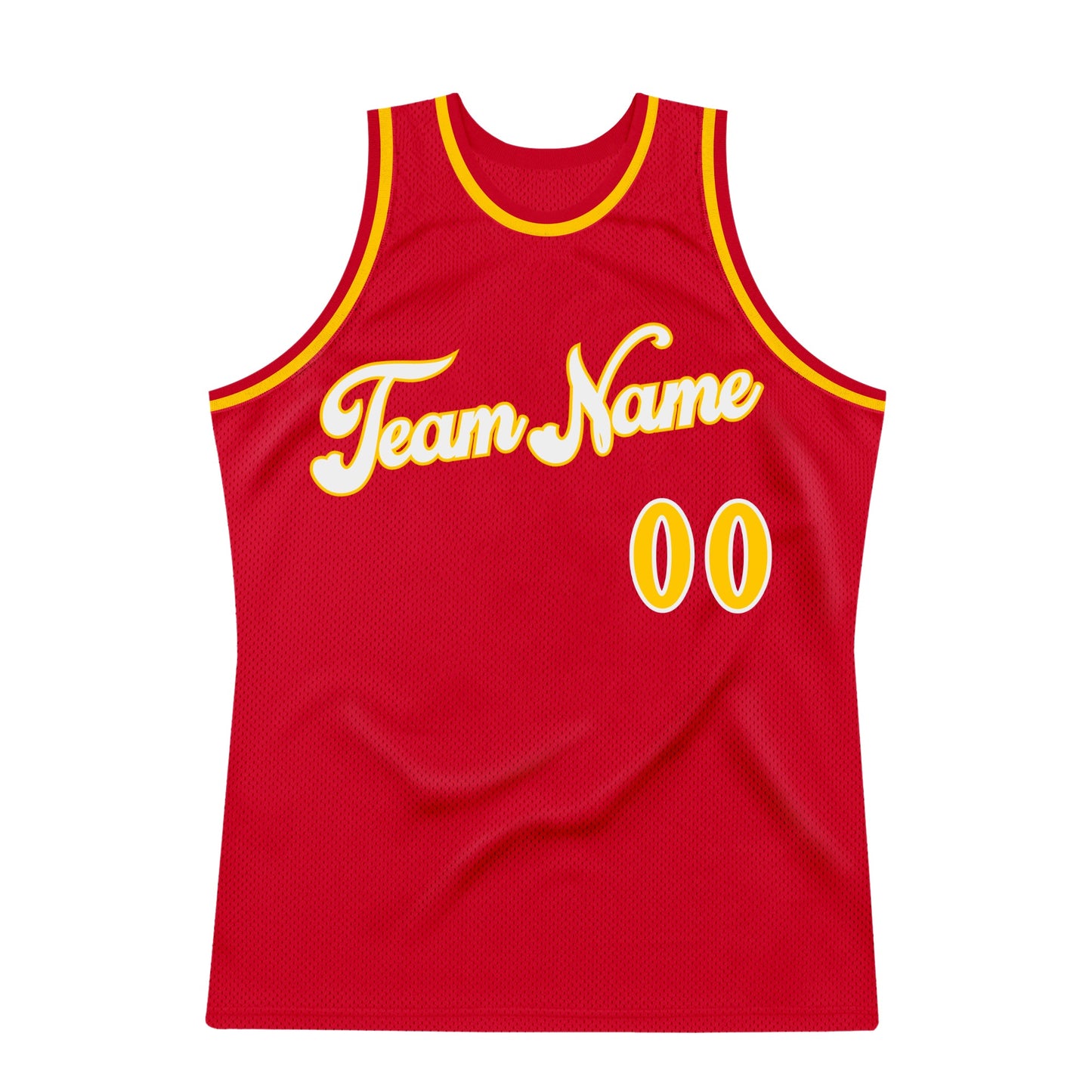 Custom Red Gold-White Authentic Throwback Basketball Jersey - Sky-Custom