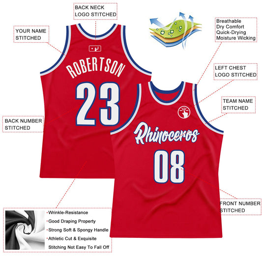 Custom Red White-Royal Authentic Throwback Basketball Jersey - Sky-Custom