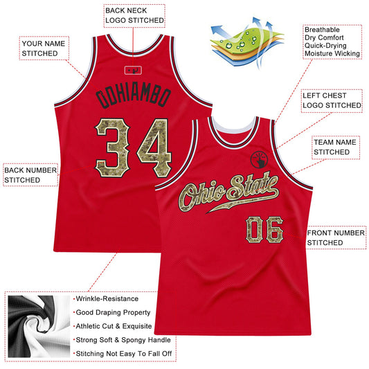 Custom Red Camo-Black Authentic Throwback Basketball Jersey - Sky-Custom
