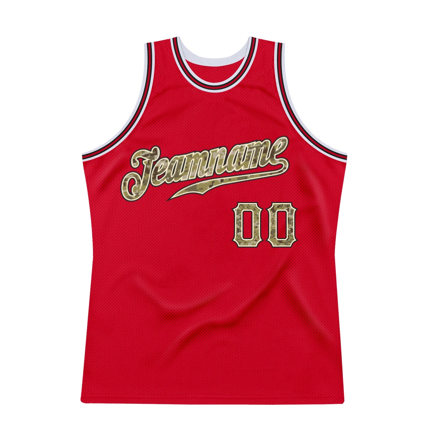 Custom Red Camo-Black Authentic Throwback Basketball Jersey - Sky-Custom