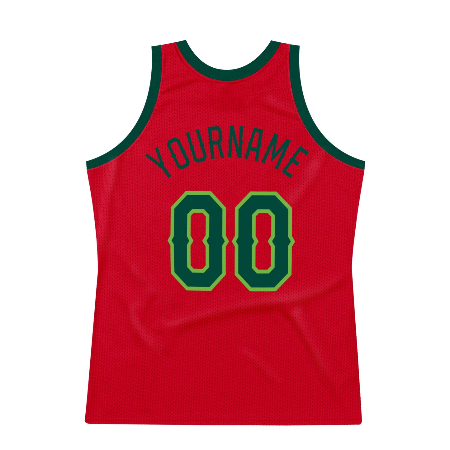 Custom Red Hunter Green-Neon Green Authentic Throwback Basketball Jersey - Sky-Custom