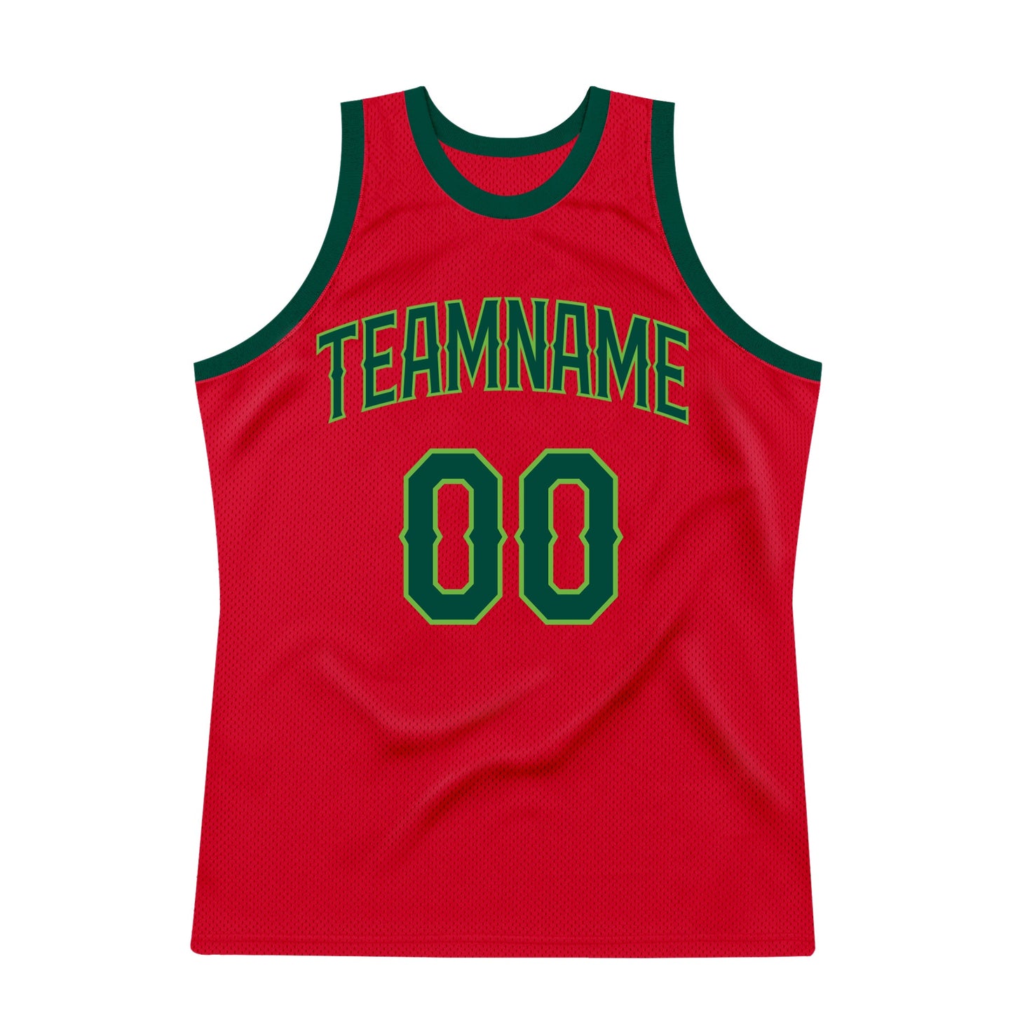 Custom Red Hunter Green-Neon Green Authentic Throwback Basketball Jersey - Sky-Custom