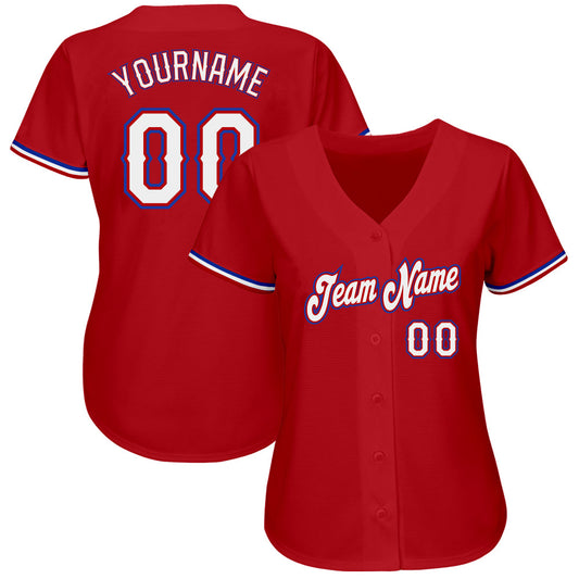 Custom Red White-Royal Authentic Baseball Jersey - Sky-Custom