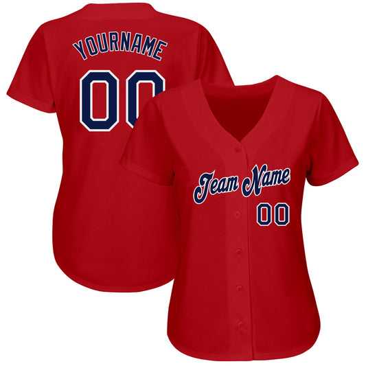 Custom Red Navy-White Authentic Baseball Jersey - Sky-Custom