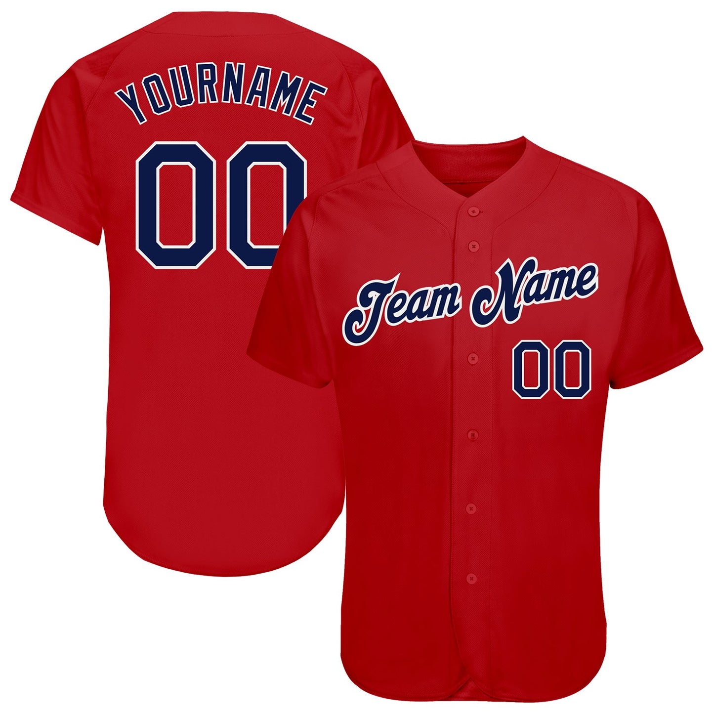 Custom Red Navy-White Authentic Baseball Jersey - Sky-Custom