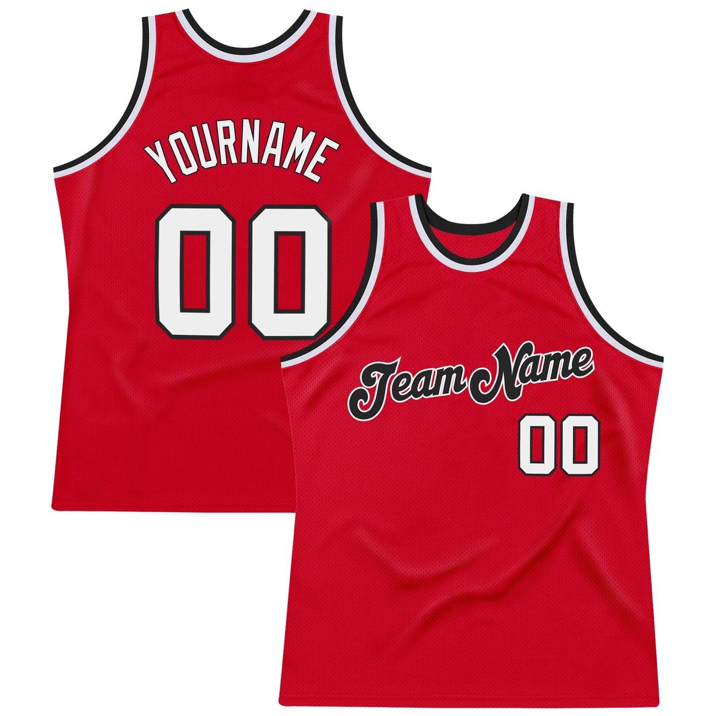 Custom Red White-Black Authentic Throwback Basketball Jersey - Sky-Custom