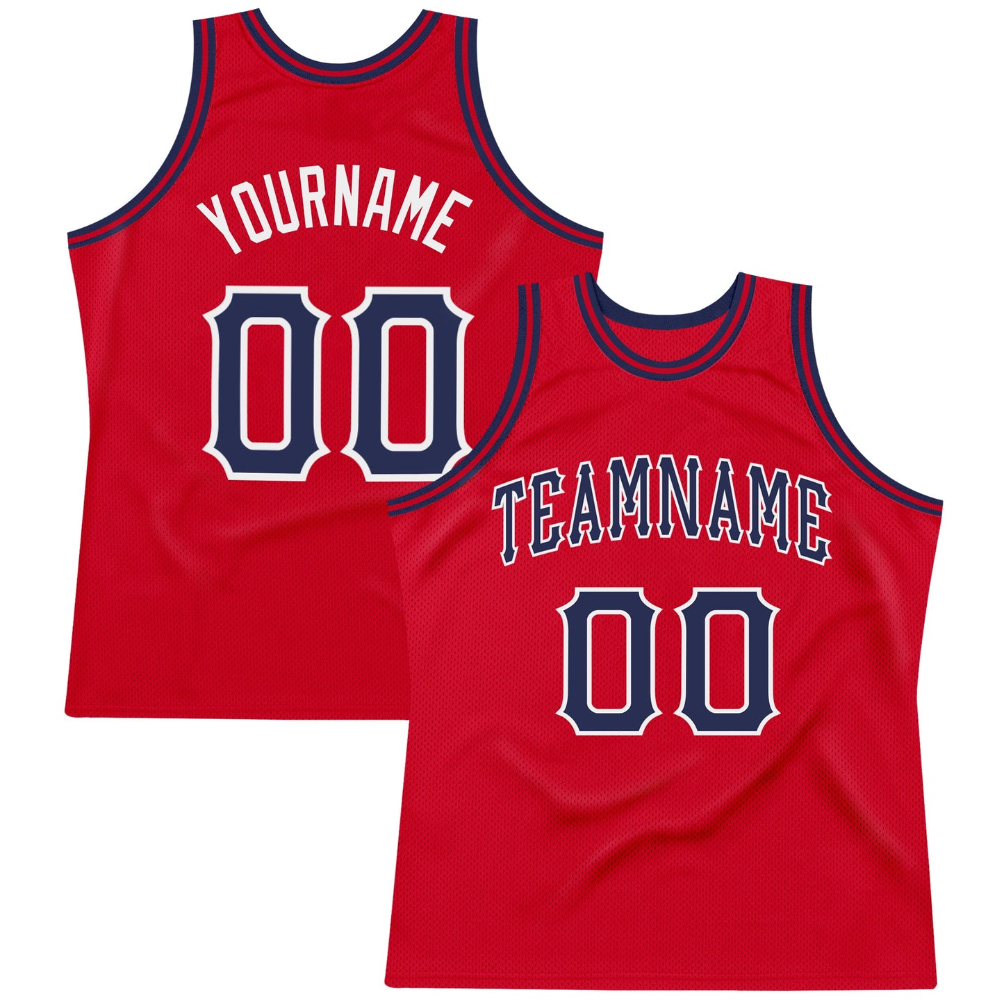 Custom Red Navy-White Authentic Throwback Basketball Jersey - Sky-Custom