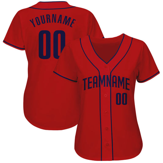 Custom Red Navy Authentic Baseball Jersey - Sky-Custom