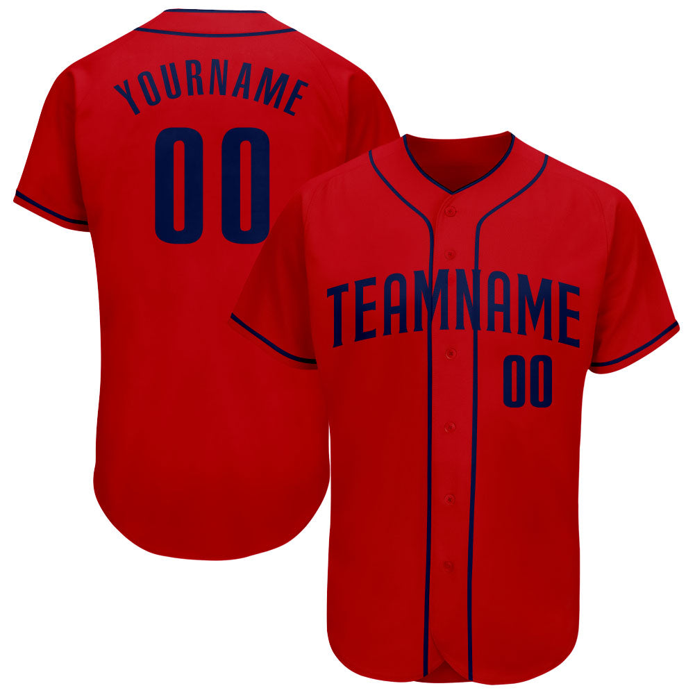 Custom Red Navy Authentic Baseball Jersey - Sky-Custom
