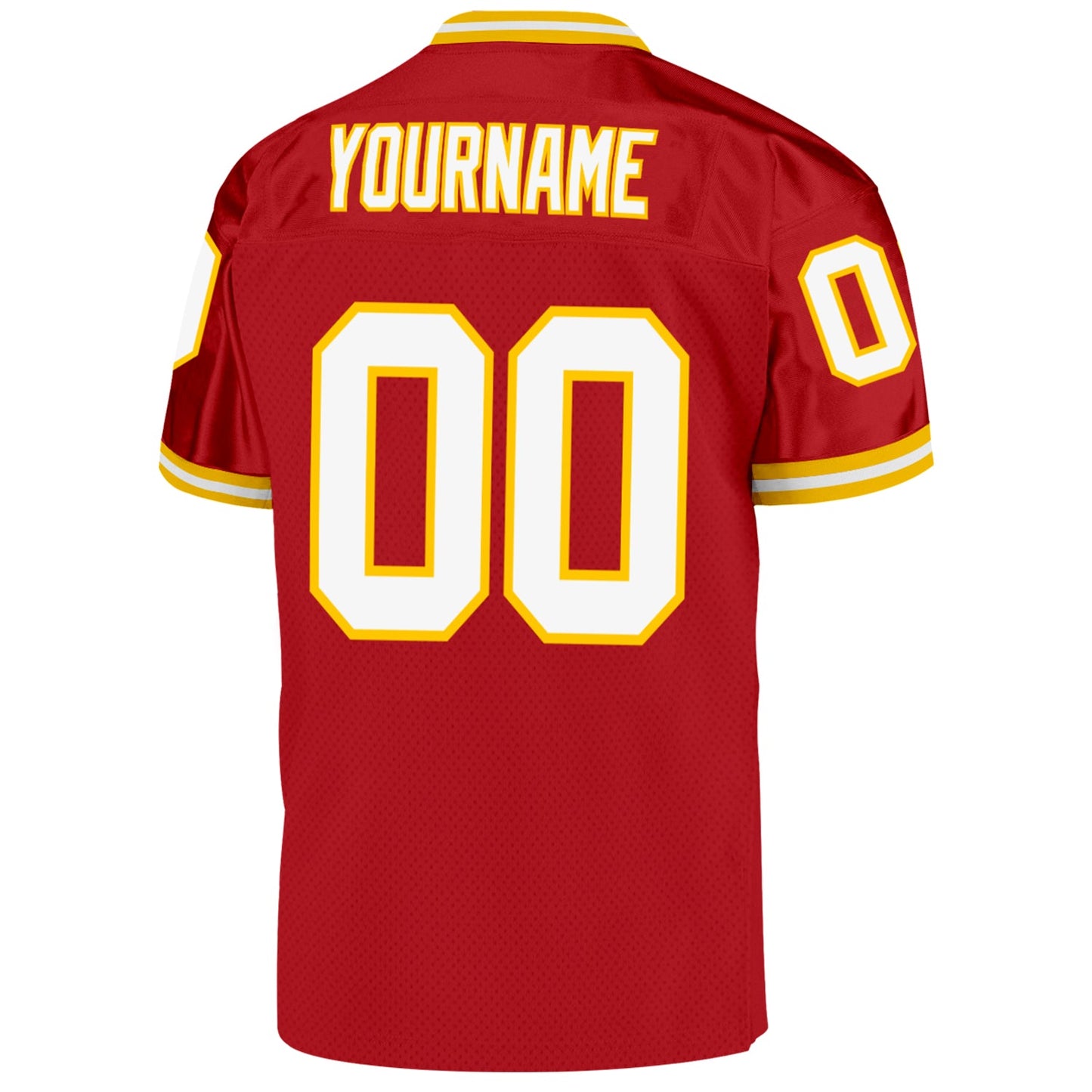 Custom Red White-Gold Mesh Authentic Throwback Football Jersey - Sky-Custom
