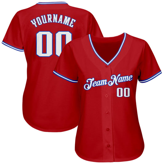 Custom Red White-Royal Authentic Baseball Jersey - Sky-Custom
