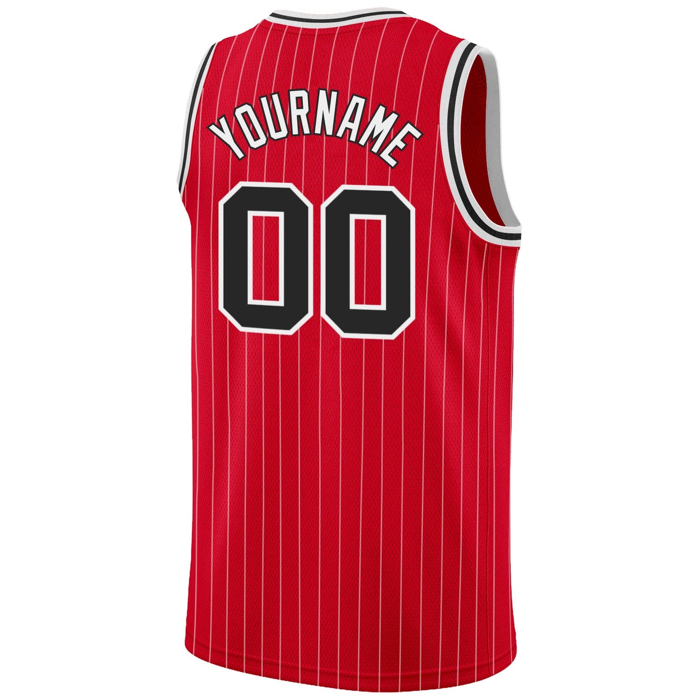 Custom Red White Pinstripe Black-White Authentic Basketball Jersey - Sky-Custom
