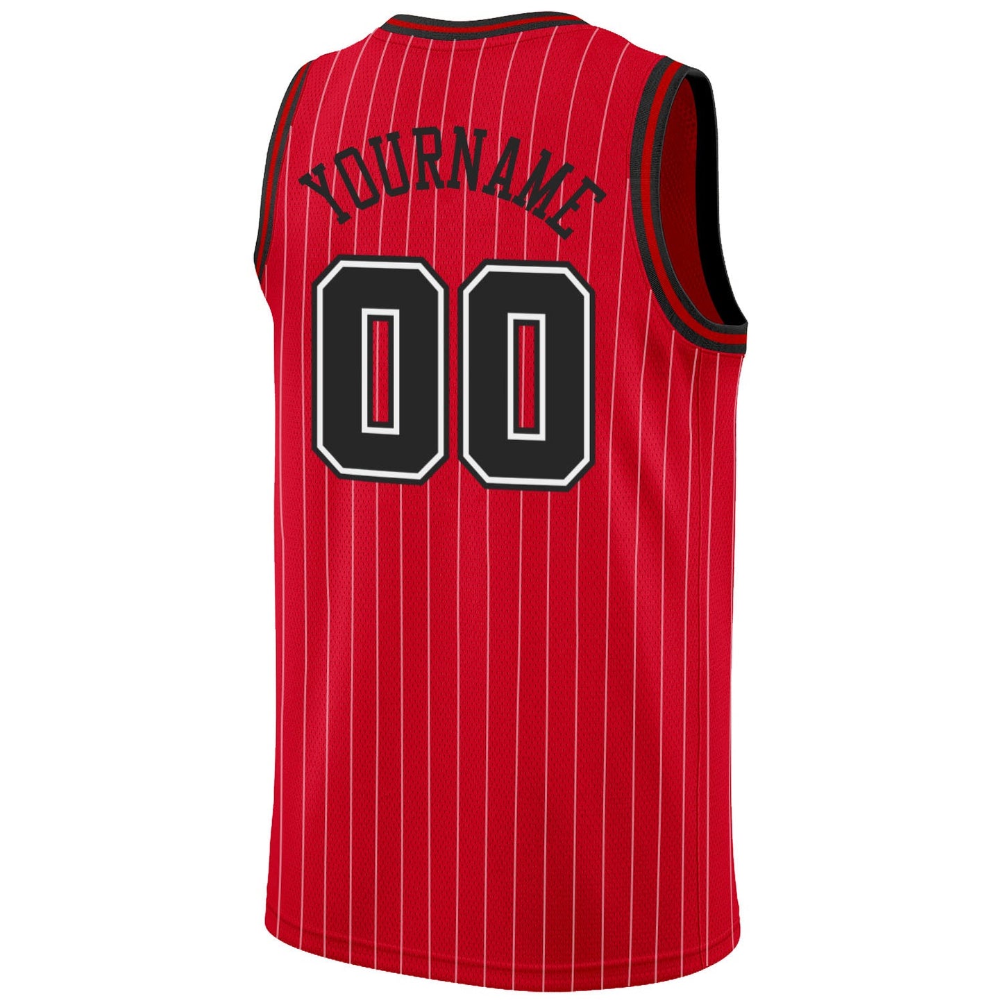 Custom Red White Pinstripe Black-White Authentic Basketball Jersey - Sky-Custom