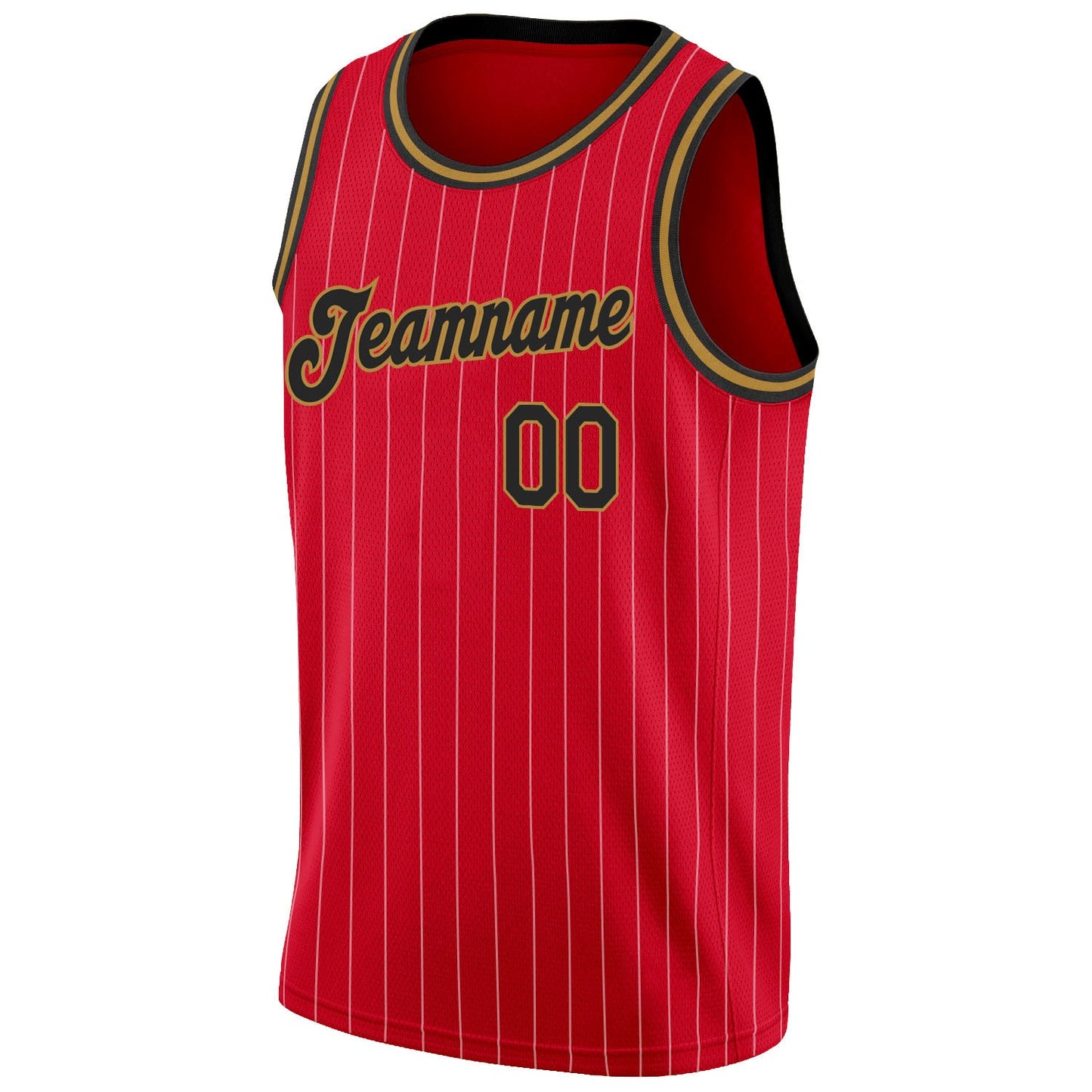 Custom Red White Pinstripe Black-Old Gold Authentic Basketball Jersey - Sky-Custom