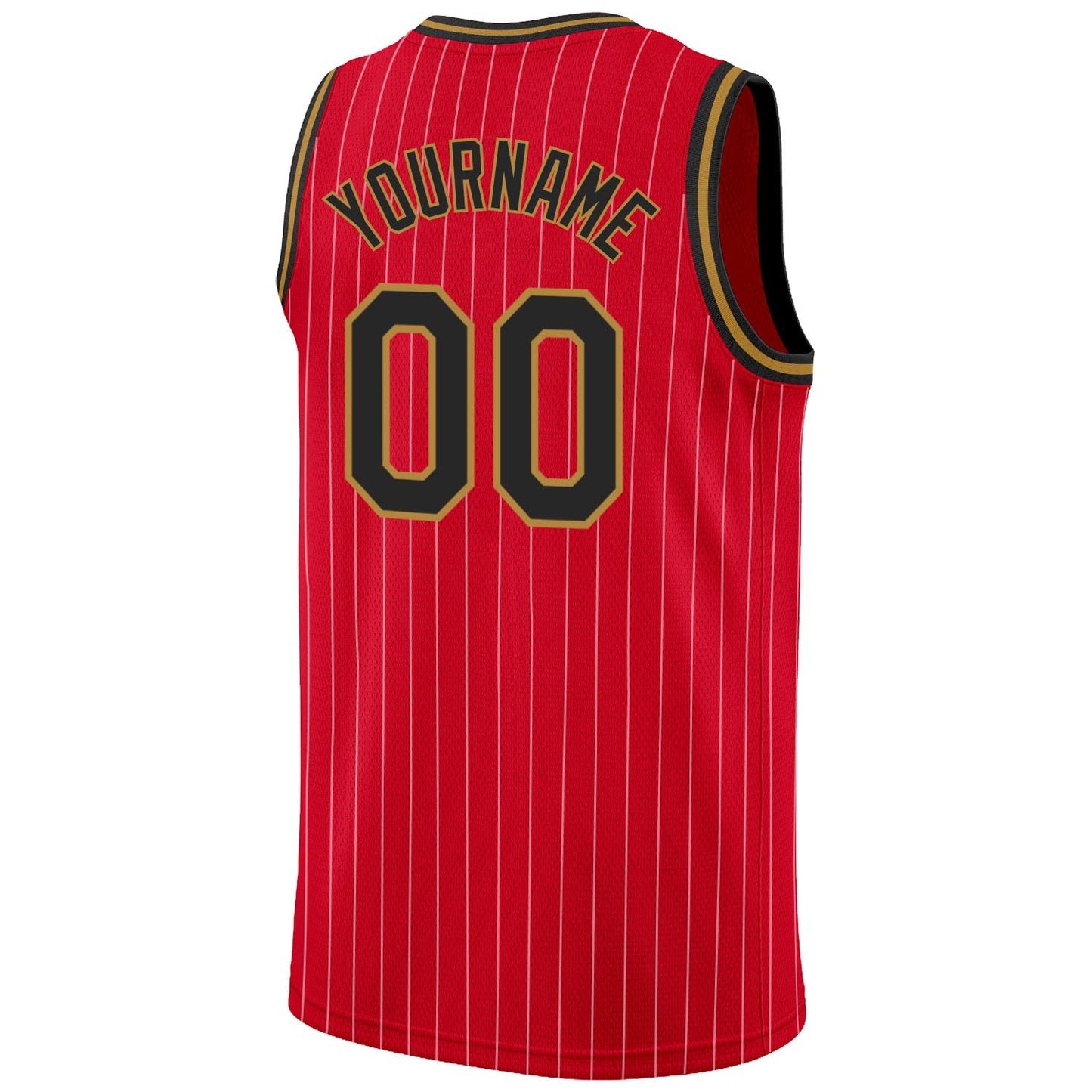 Custom Red White Pinstripe Black-Old Gold Authentic Basketball Jersey - Sky-Custom