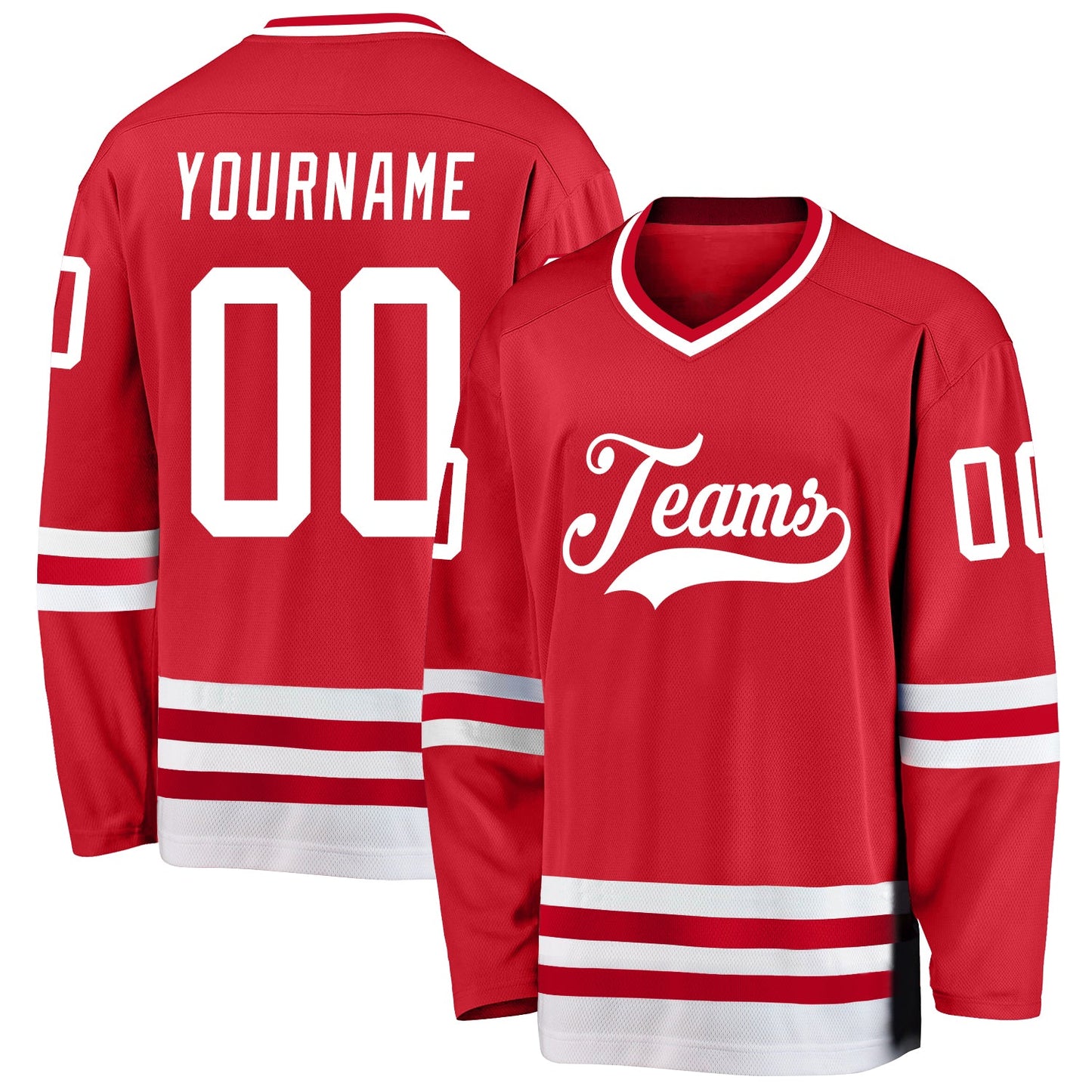 Custom Red White Hockey Jersey - Sky-Custom
