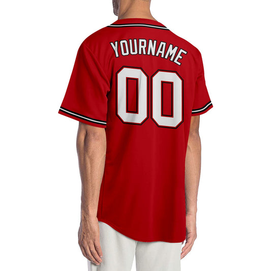 Custom Red White-Black Authentic Baseball Jersey - Sky-Custom