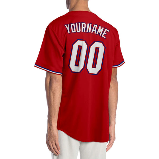 Custom Red White-Royal Authentic Baseball Jersey - Sky-Custom