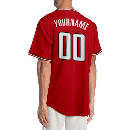 Custom Red White-Black Authentic Baseball Jersey - Sky-Custom