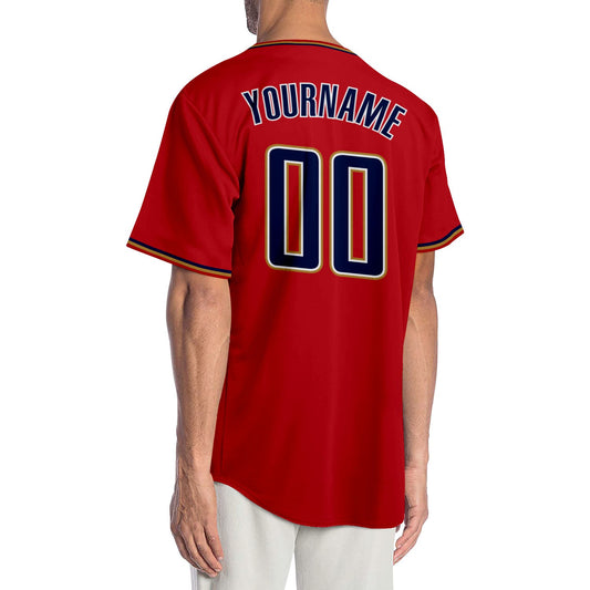 Custom Red Navy-Old Gold Authentic Baseball Jersey - Sky-Custom