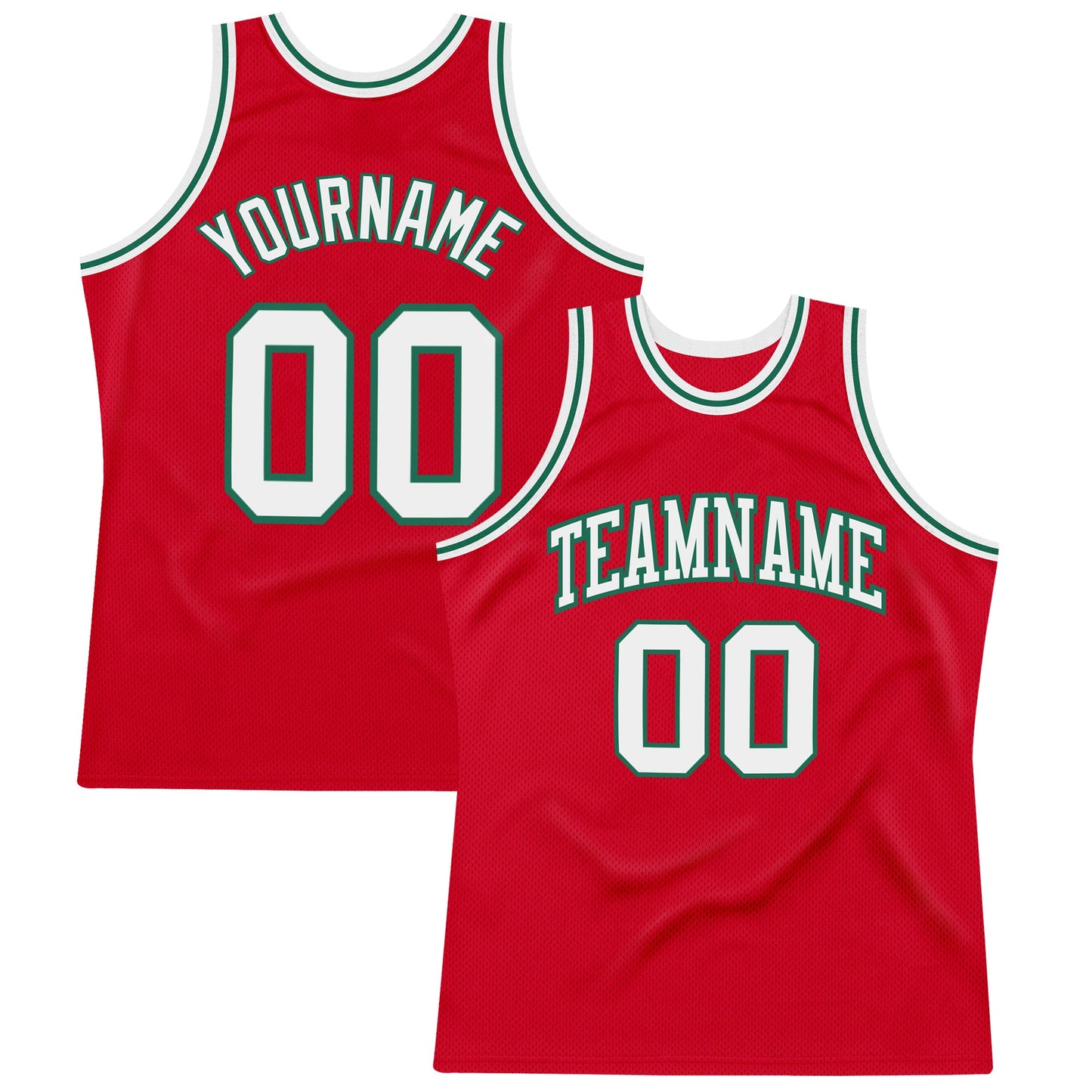 Custom Red White-Kelly Green Authentic Throwback Basketball Jersey - Sky-Custom