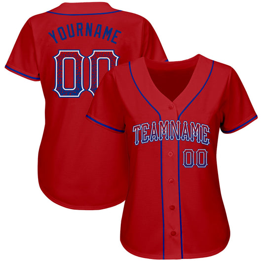 Custom Red Royal-White Authentic Drift Fashion Baseball Jersey - Sky-Custom