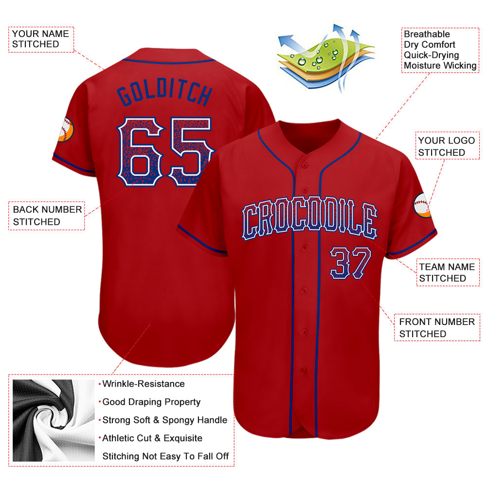 Custom Red Royal-White Authentic Drift Fashion Baseball Jersey - Sky-Custom