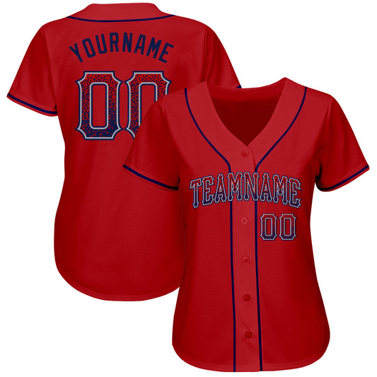 Custom Red Navy-Gray Authentic Drift Fashion Baseball Jersey - Sky-Custom