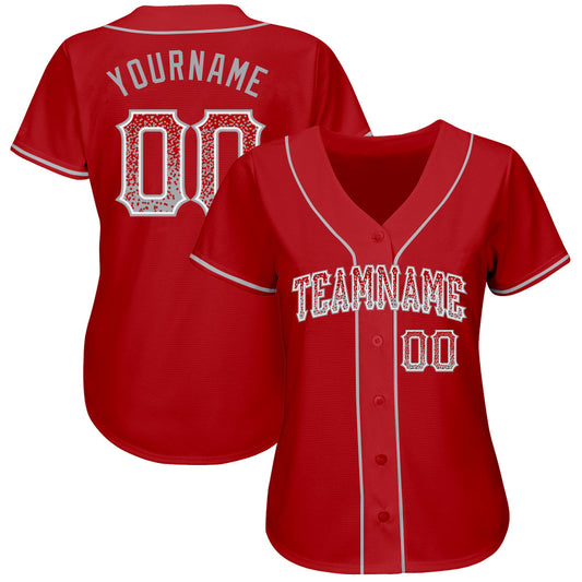 Custom Red Gray-White Authentic Drift Fashion Baseball Jersey - Sky-Custom
