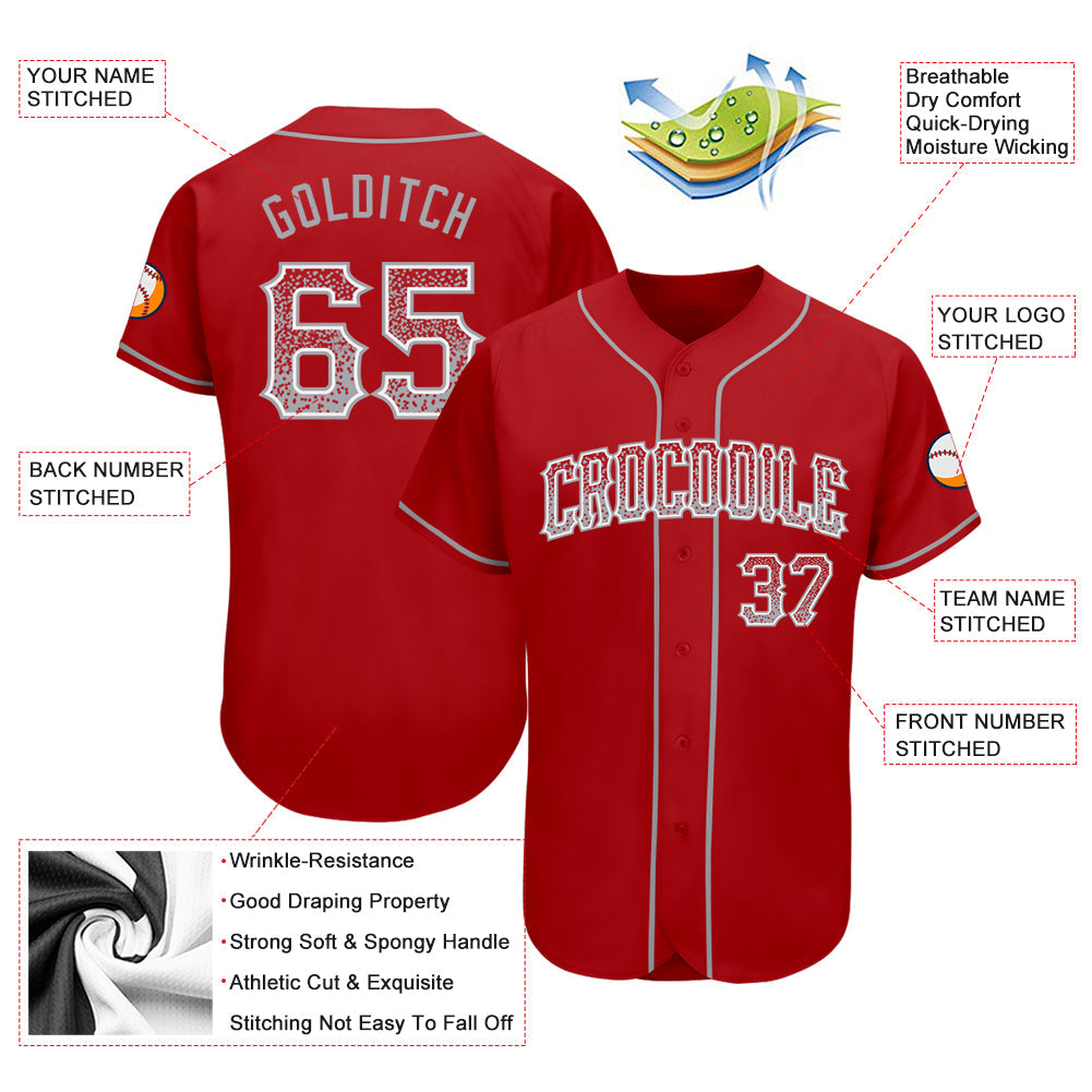 Custom Red Gray-White Authentic Drift Fashion Baseball Jersey - Sky-Custom