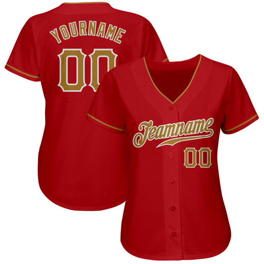 Custom Red Old Gold-White Authentic Baseball Jersey - Sky-Custom
