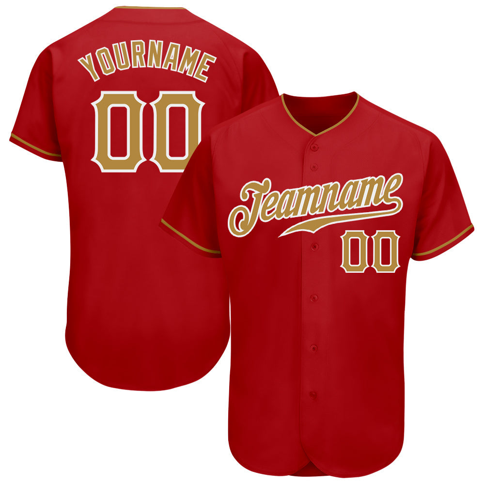 Custom Red Old Gold-White Authentic Baseball Jersey - Sky-Custom