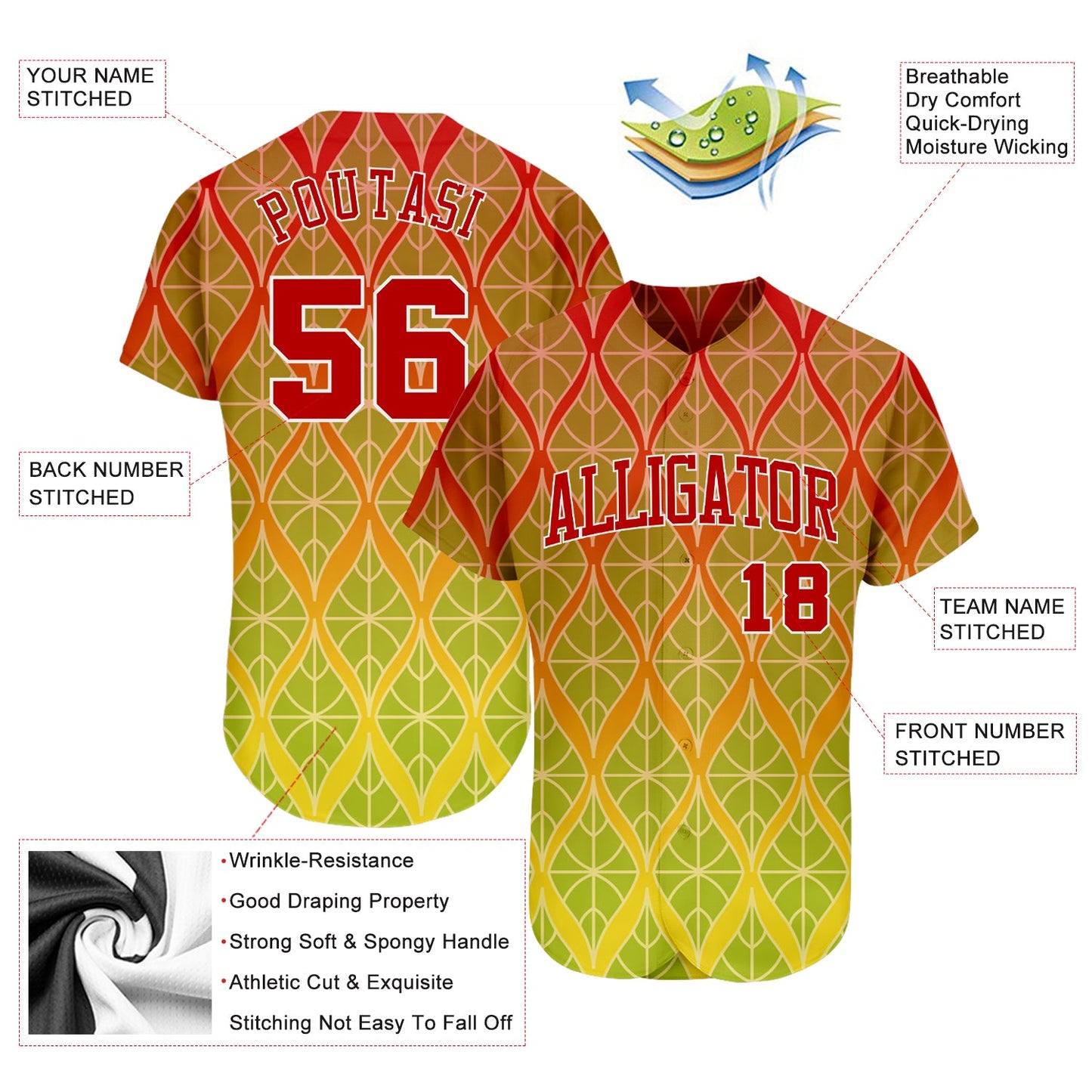 Custom Red Red-White 3D Pattern Design Authentic Baseball Jersey - Sky-Custom