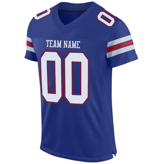 Custom Royal White-Red Mesh Authentic Football Jersey - Sky-Custom