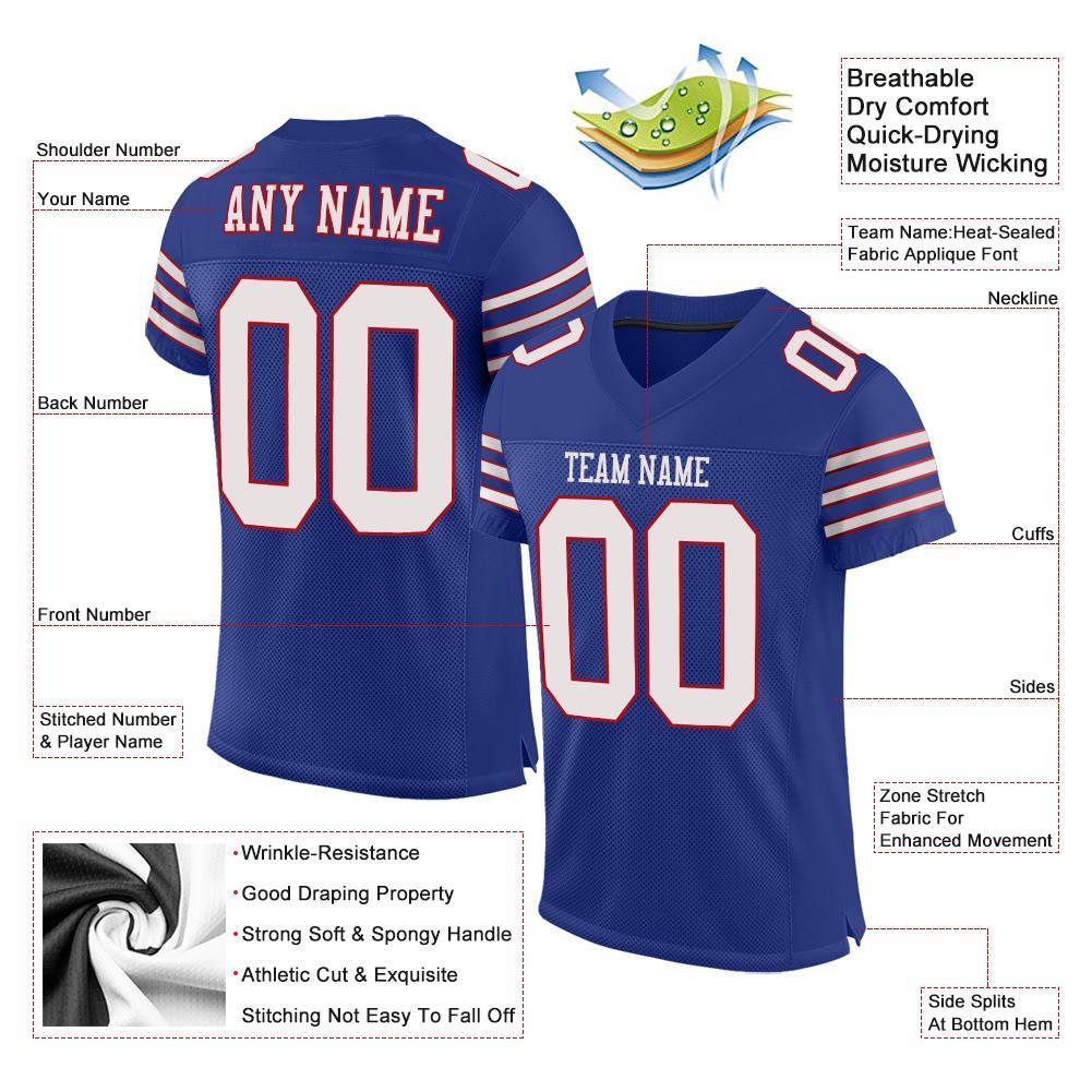 Custom Royal White-Red Mesh Authentic Football Jersey - Sky-Custom
