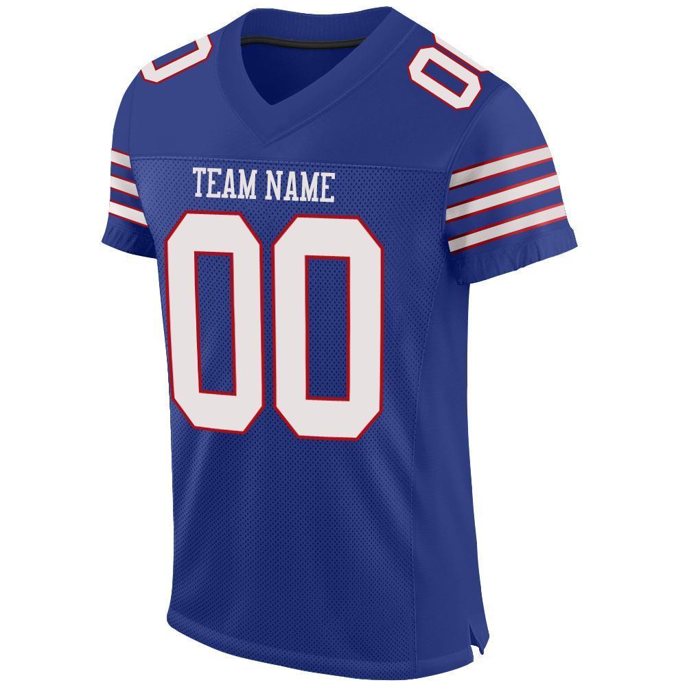 Custom Royal White-Red Mesh Authentic Football Jersey - Sky-Custom
