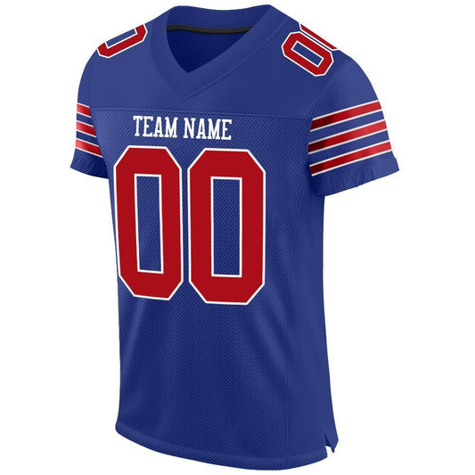 Custom Royal Red-White Mesh Authentic Football Jersey - Sky-Custom