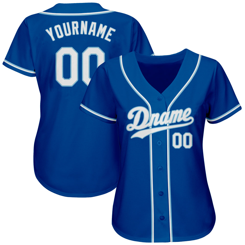 Custom Royal White-Light Blue Authentic Baseball Jersey - Sky-Custom