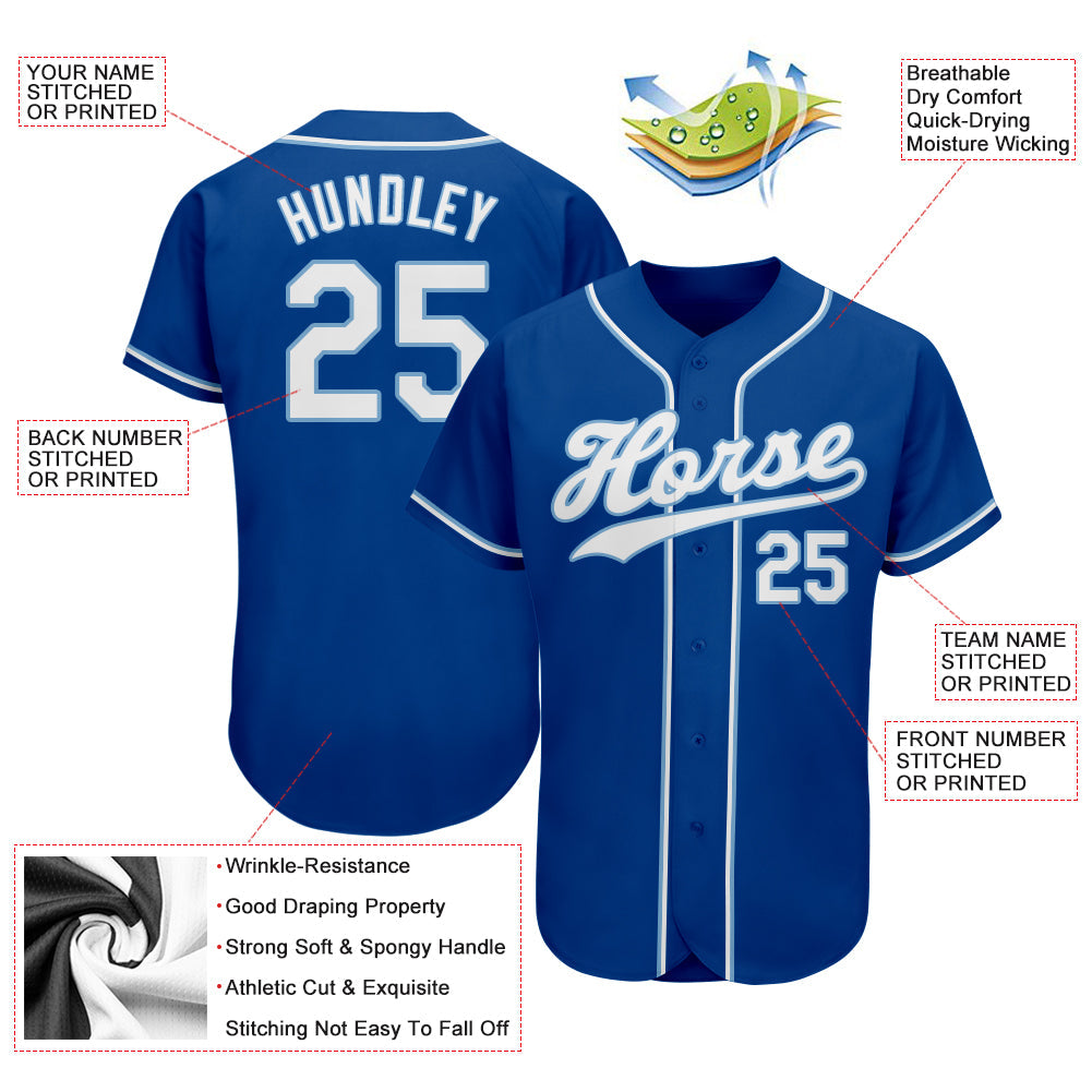 Custom Royal White-Light Blue Authentic Baseball Jersey - Sky-Custom