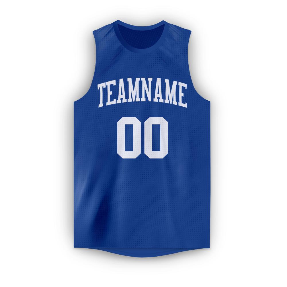 Custom Royal White Round Neck Basketball Jersey - Sky-Custom