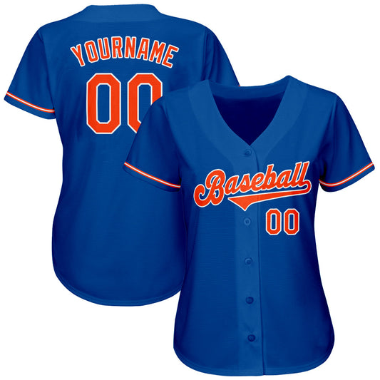 Custom Royal Orange-White Authentic Baseball Jersey - Sky-Custom