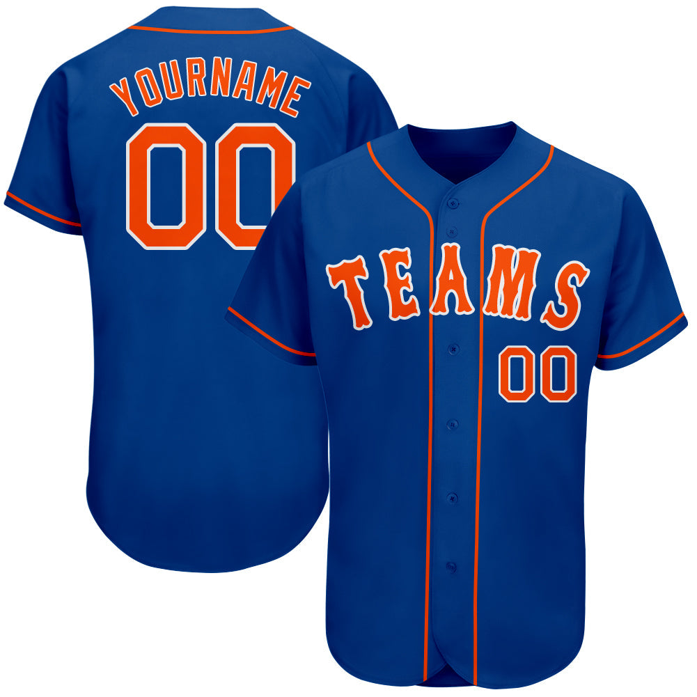 Custom Royal Orange-White Authentic Baseball Jersey - Sky-Custom