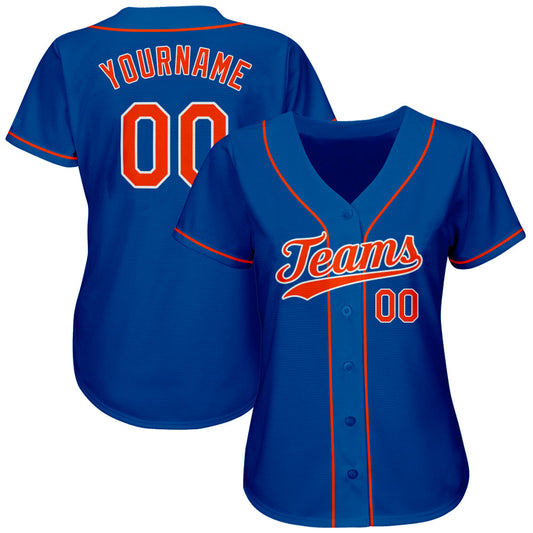 Custom Royal Orange-White Authentic Baseball Jersey - Sky-Custom