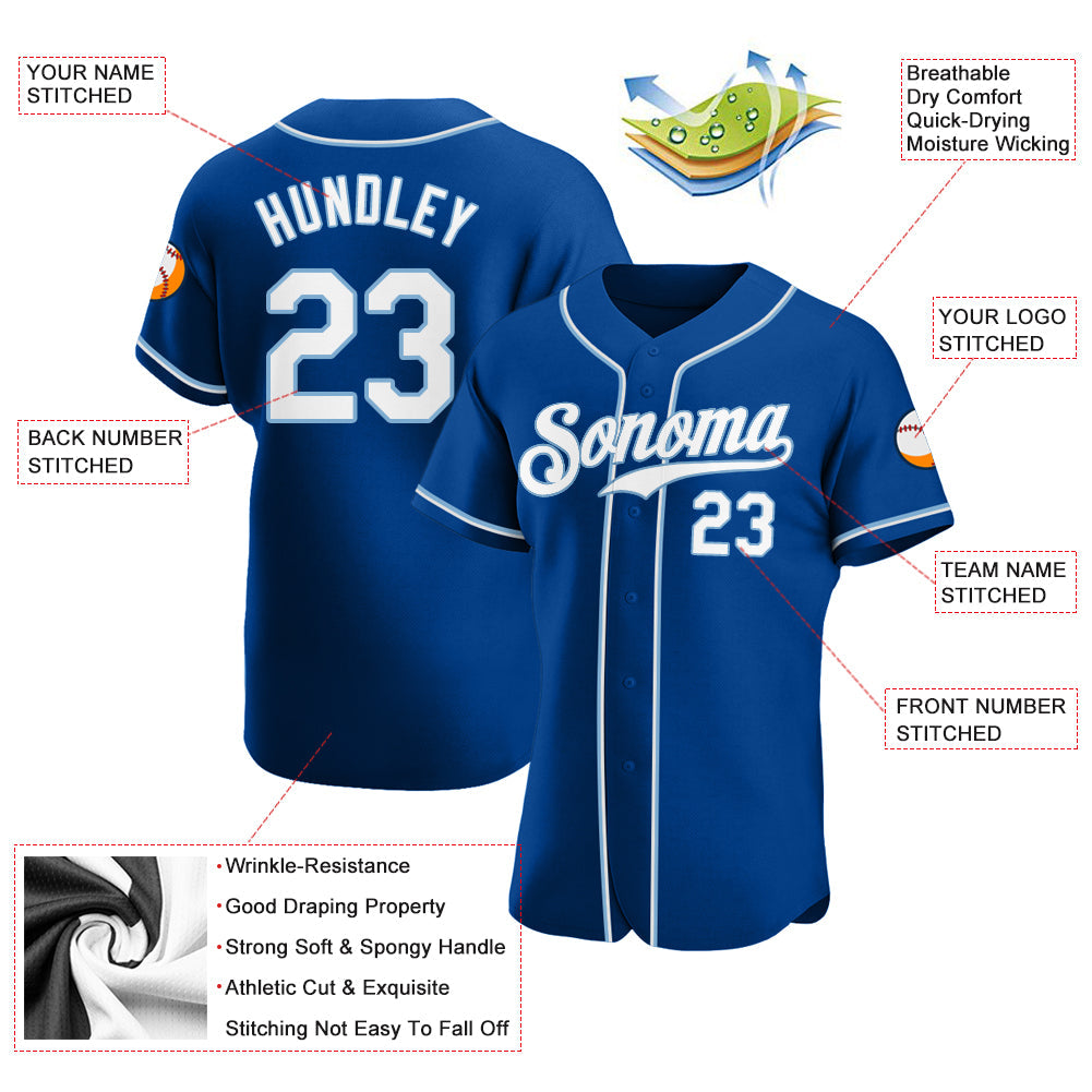 Custom Royal White-Light Blue Authentic Baseball Jersey - Sky-Custom