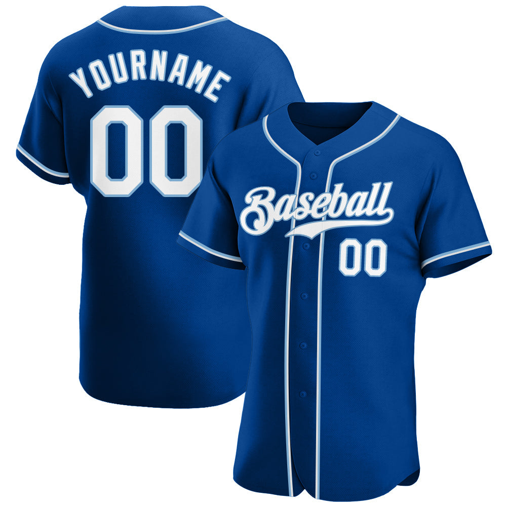 Custom Royal White-Light Blue Authentic Baseball Jersey - Sky-Custom
