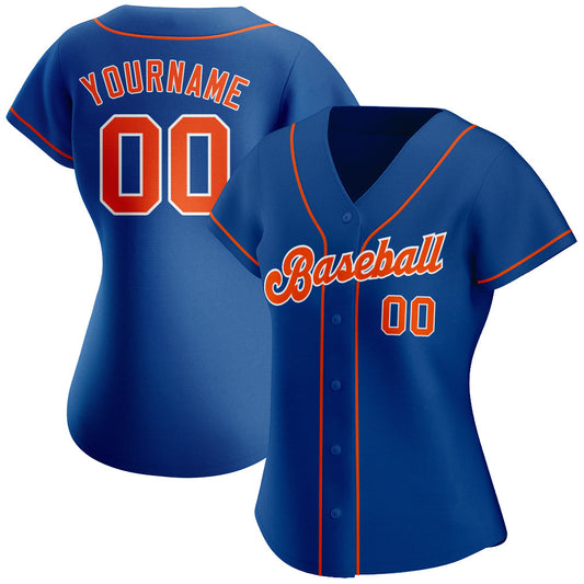Custom Royal Orange-White Authentic Baseball Jersey - Sky-Custom