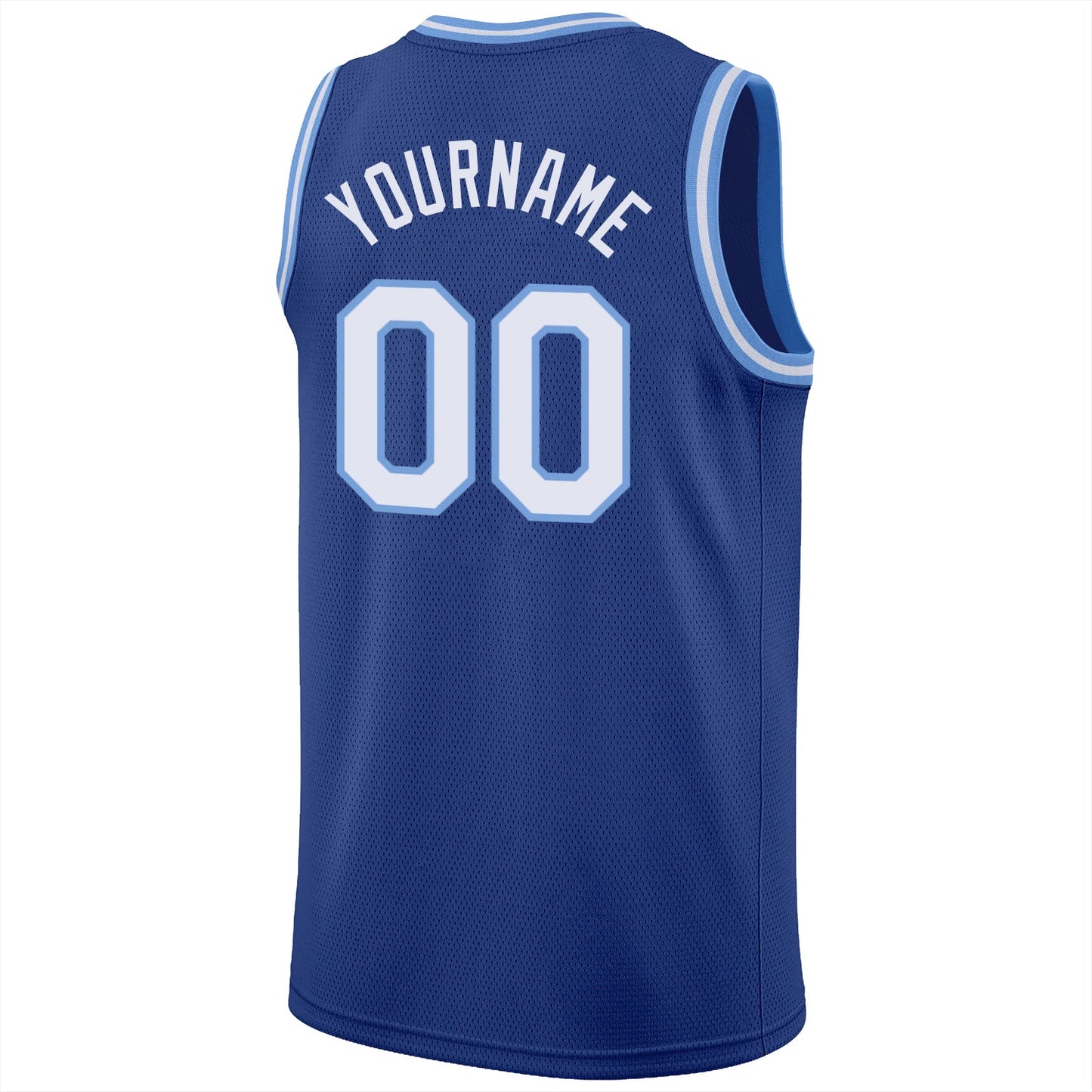 Custom Royal White-Light Blue Round Neck Rib-Knit Basketball Jersey - Sky-Custom