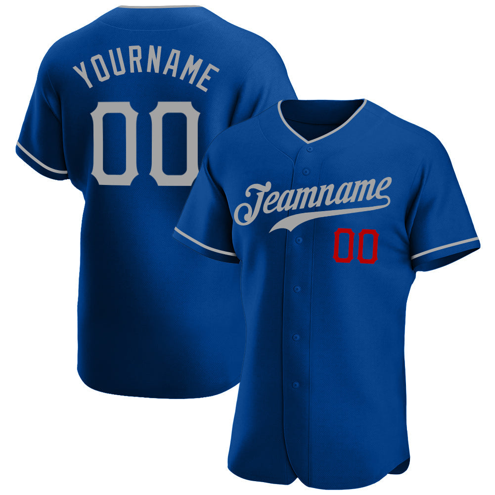 Custom Royal Gray-Red Authentic Baseball Jersey - Sky-Custom