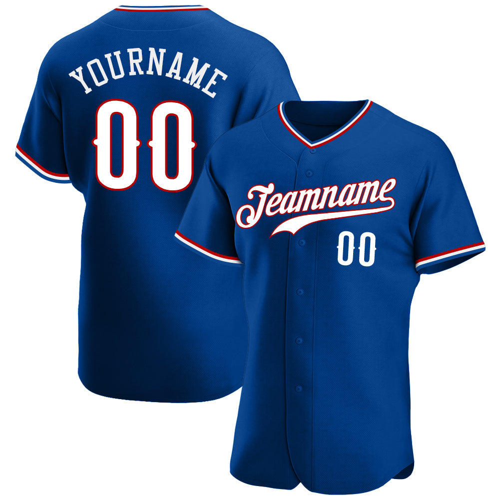 Custom Royal White-Red Authentic Baseball Jersey - Sky-Custom