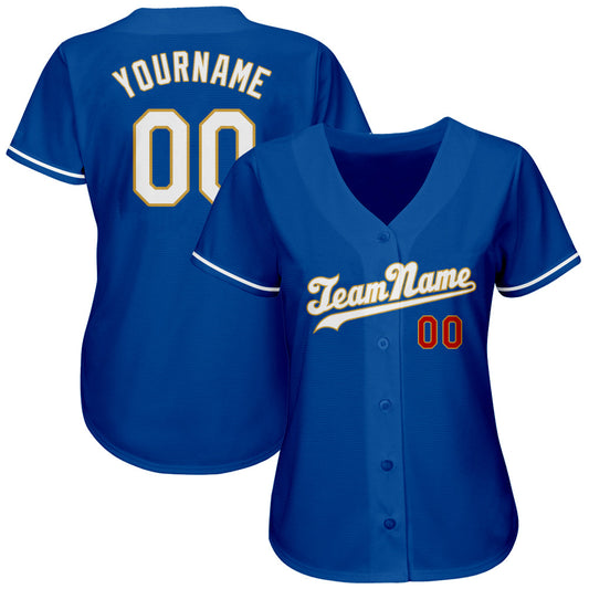 Custom Royal White-Old Gold Authentic Baseball Jersey - Sky-Custom